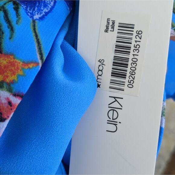 NEW Calvin Klein Ruffle Blue Floral Skirt 6 - Picture 7 of 8